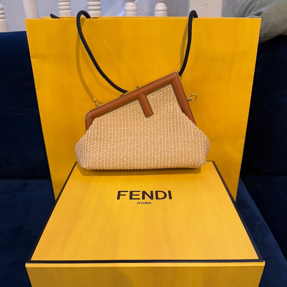 Fendi First Small Raffia Bag